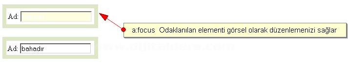 Cssin Html İ&ccedil;erisinde Kullanım Şekilleri, Puseduo Class &Ouml;rnekleri