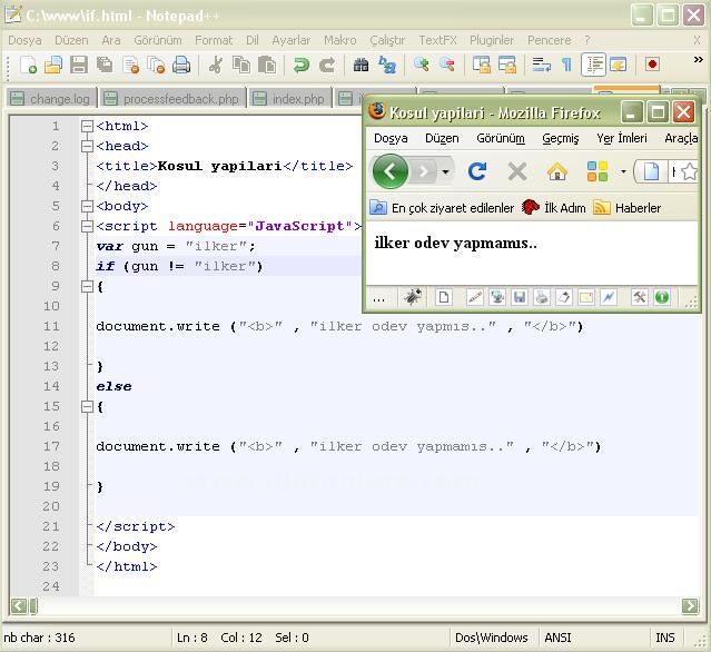 Javascript İf, Else İf Ve Kısa Karşılaştırma