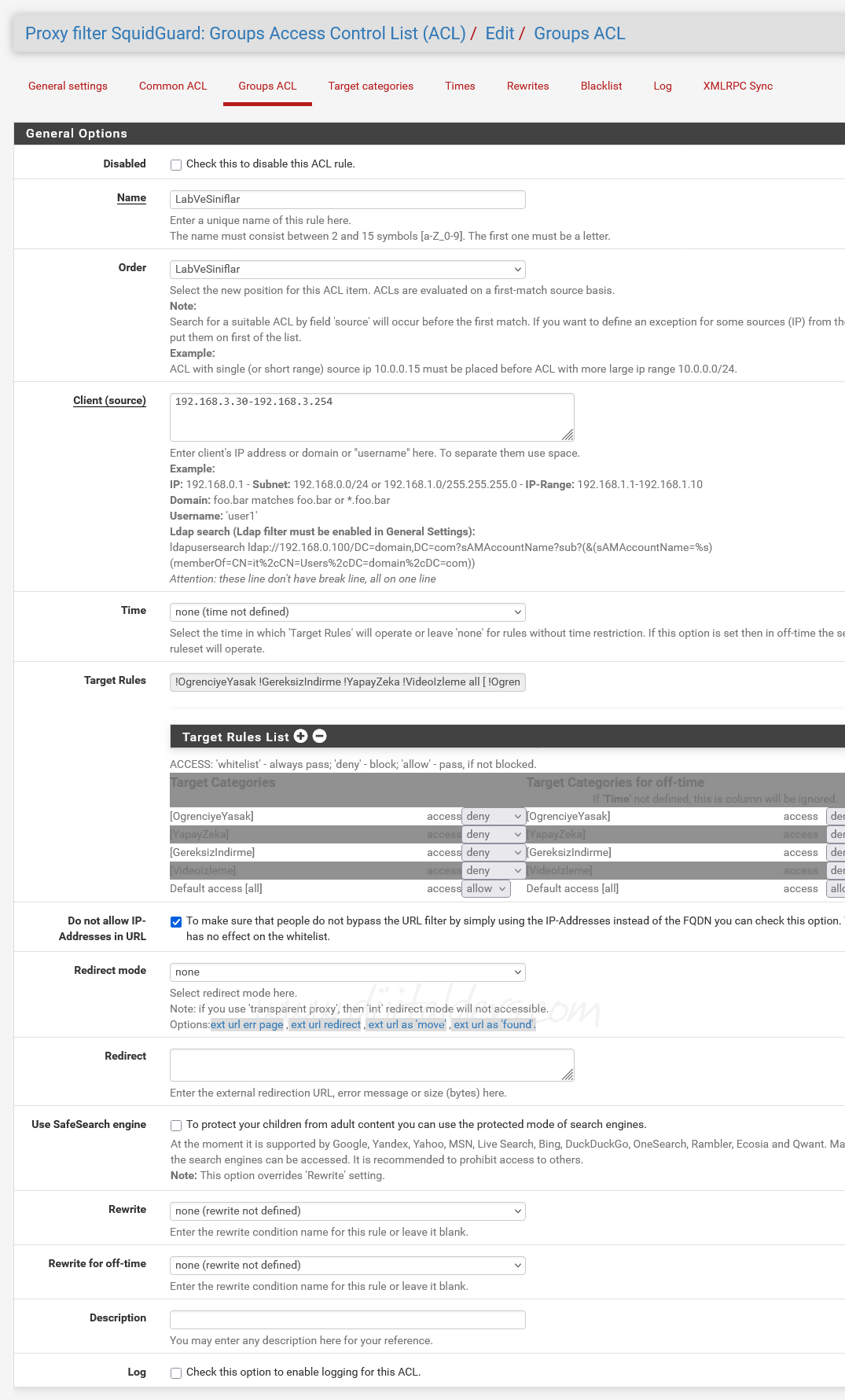 Squid Guard İle İp Gruplarına Göre URL Yasaklama